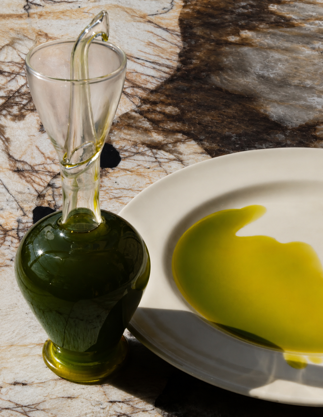Olive oil poured on a plate